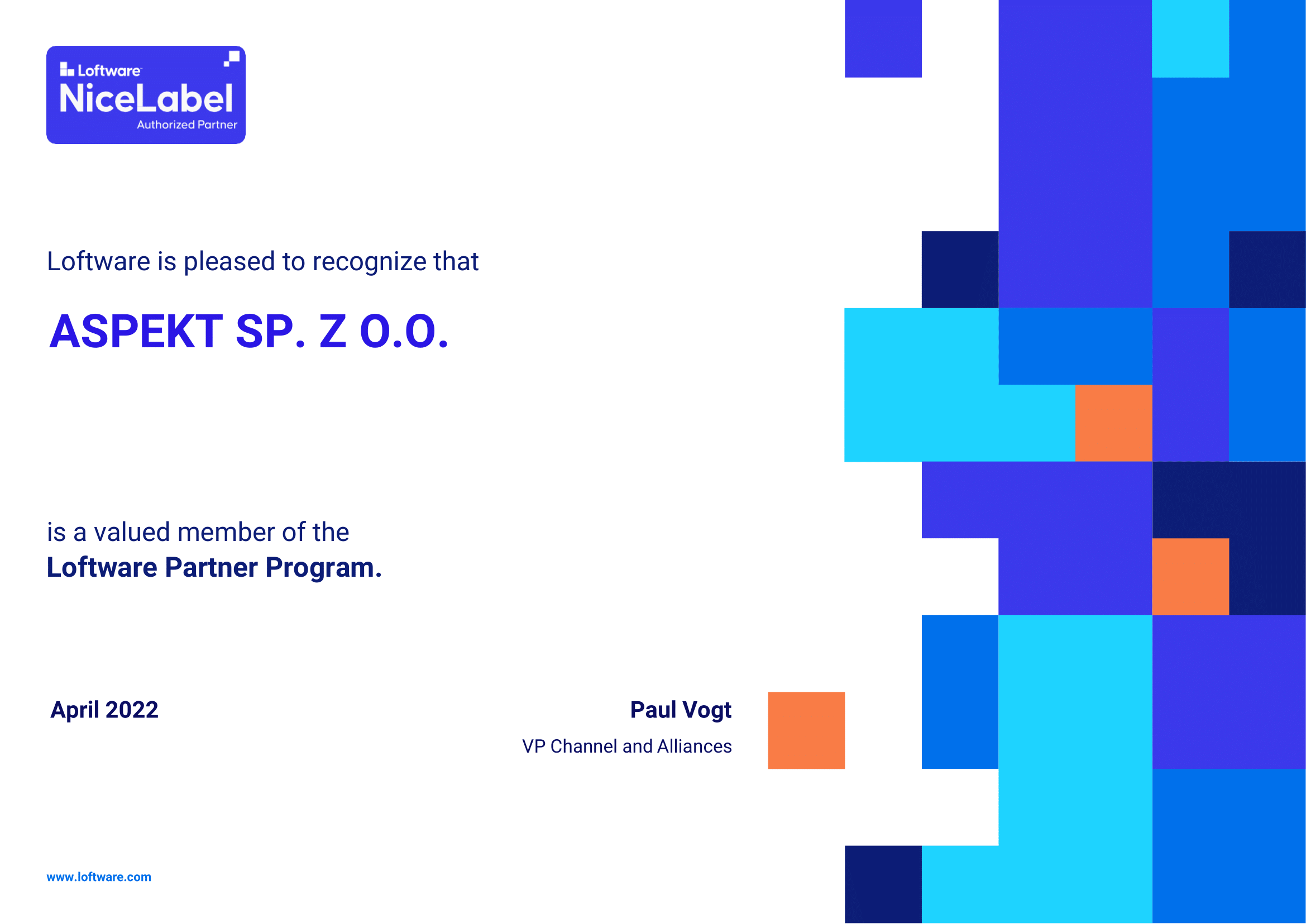 Certyfikat ASPEKT SP. Z O.O_Nicelabel